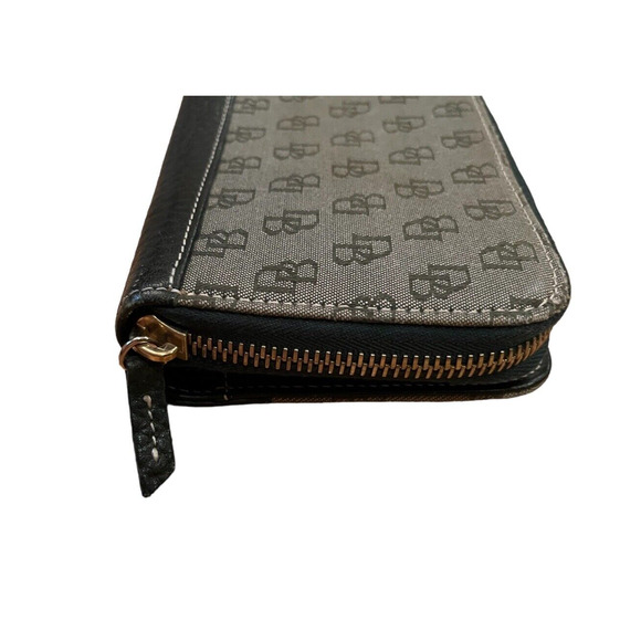 Dooney and Bourke Monogram Canvas Leather Olive Green Wallet Clutch w/ zipper - Picture 3 of 9